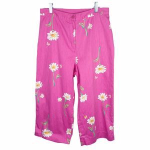Alfred Dunner Pink Daisy Print Capris Pants - Petites